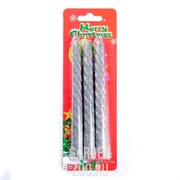 Набор свечей витых 1,5*15см 3 шт серебристый - фото 26254