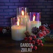 Свеча светодиодная в стакане 7,5*7,5*10 см перламутровый - фото 26397