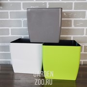 Горшок КВАДРО низкий 22*22*21 белая роза - фото 26453