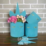 Коробка Цилиндр 1 Единорог бархат изумрудный - фото 26931