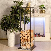 Дровница Лофт металлическая с деревом узкая высокая 66-905 - фото 27197