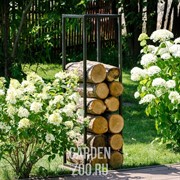 Дровница Лофт металлическая с деревом узкая высокая 66-905 - фото 27199