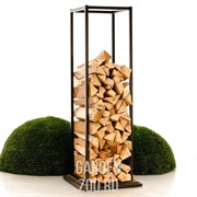 Дровница Лофт металлическая с деревом узкая высокая 66-905 - фото 27200