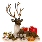 Фигура Олень с рогами лежит для сада и интерьера U08936 - фото 27502