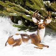 Фигура садовая Олень лежит стеклопластик высота 50см F01213 - фото 27771