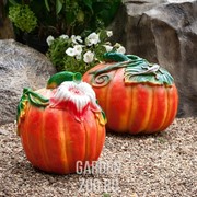 Фигура садовая Тыква с листочком малая полистоун F02001 - фото 27778