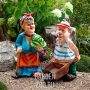 Фигура садовая Зять с тачкой полистоун F03074 - фото 28265