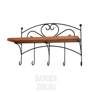 Вешалка кованая с полкой из дерева 913-60 - фото 28732