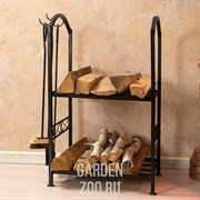 Дровница кованая с двумя полками чёрная 500-96 - фото 30856