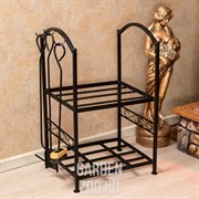 Дровница кованая с двумя полками чёрная 500-96 - фото 30857