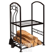 Дровница кованая с двумя полками чёрная 500-96 - фото 30858