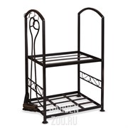 Дровница кованая с двумя полками чёрная 500-96 - фото 30860