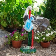 Фигура садовая Аист с младенцем 80 см полистоун F01288 - фото 30870