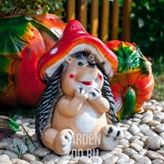 Фигура Ёжик в шляпке мухомора полистоун высота 40см F07795 - фото 30917