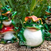 Фигура садовая Лягушка в шляпе для дачи полистоун 20 см - фото 30920