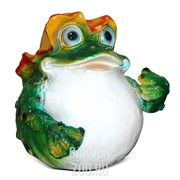 Фигура садовая Лягушка в шляпе для дачи полистоун 20 см - фото 30921