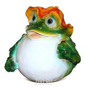 Фигура садовая Лягушка в шляпе для дачи полистоун 20 см - фото 30922