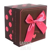 Коробка Квадрат цветная с бантом 10*10*8см - фото 32208