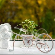 Подставка Тачка на 1 цветок металлическая диаметр 10см 95-039 - фото 33461