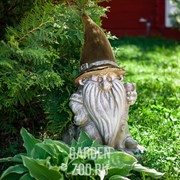 Фигура Гном на пне в шляпе флокированный FL08404-Z - фото 34891