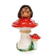 Фигура Ёжик на мухоморе высота 67см полистоун F08589 - фото 35356