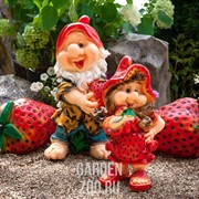 Фигура садовая Гном девочка клубничка F08195 - фото 35458