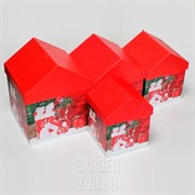 Набор коробок Новый Год домик 15*15*18см 4шт - фото 37889