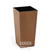 Горшок ФИНЕЗИЯ ЭКО 25*25*46см натуральное дерево с вкладышем - фото 38347