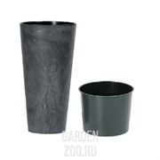 Кашпо ТУБУС Слим Эффект d30 h57 антрацит - фото 38354