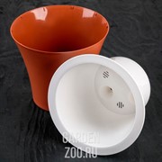 Горшок Сити 15*13 коричневый-белый с вкладышем - фото 39141
