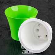 Горшок Сити 15*13 лайм-белый с вкладышем - фото 39145