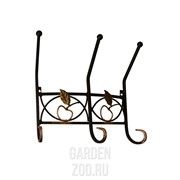 Вешалка настенная для одежды кованая с тремя крючками длина 36см 914-02 - фото 39644