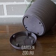 Кашпо САХАРА петит 13 12,7*11,8*1 темно-серый с подставкой - фото 39767