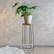 Подставка напольная для цветов металл с деревом Лофт высота 75см 66-410 - фото 39921