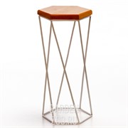 Подставка напольная для цветов Лофт металл с деревом высота 58см 66-413 - фото 39927