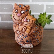 Кашпо Кошка с котенком 13*21см 1,1л - фото 39994