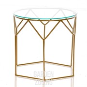 Стол журнальный металл под бронзу со стеклом Лофт 66-117 - фото 40050