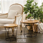 Стол круглый кофейный Лофт кованая основа и дерево высота 42см 66-121 - фото 40059