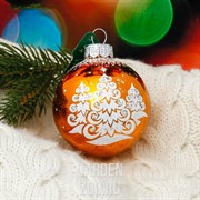 Шар Новогодний Снежный лес 6см ручная работа - фото 40297