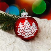 Шар Новогодний Снежный лес 6см ручная работа - фото 40298