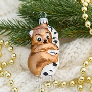 Игрушка ёлочная Мишка на дереве 9см - фото 40310