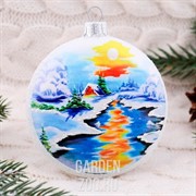 Украшение ёлочное Морозный день медальон ручная роспись - фото 40341