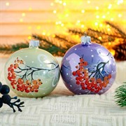 Шар елочный Рябинка ручная работа 8,5см - фото 40363