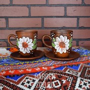 Набор чай на двоих №15 ( чайник 1л и 2 чашки 0,3л) витраж ромашка - фото 40475