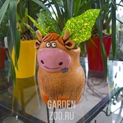 Кашпо Бычок с цветком 21,5см 1,1л - фото 40534