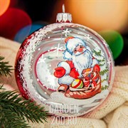 Игрушка на ёлку Шар Морозко 9,5см - фото 40660
