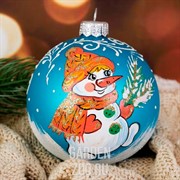 Шар новогодний Снеговик снежный 8,5см - фото 40664