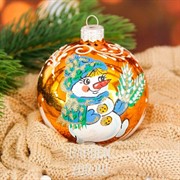 Шар новогодний Снеговик снежный 8,5см - фото 40665