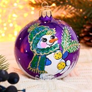 Шар новогодний Снеговик снежный 8,5см - фото 40666