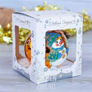 Шар новогодний Снеговик снежный 8,5см - фото 40667